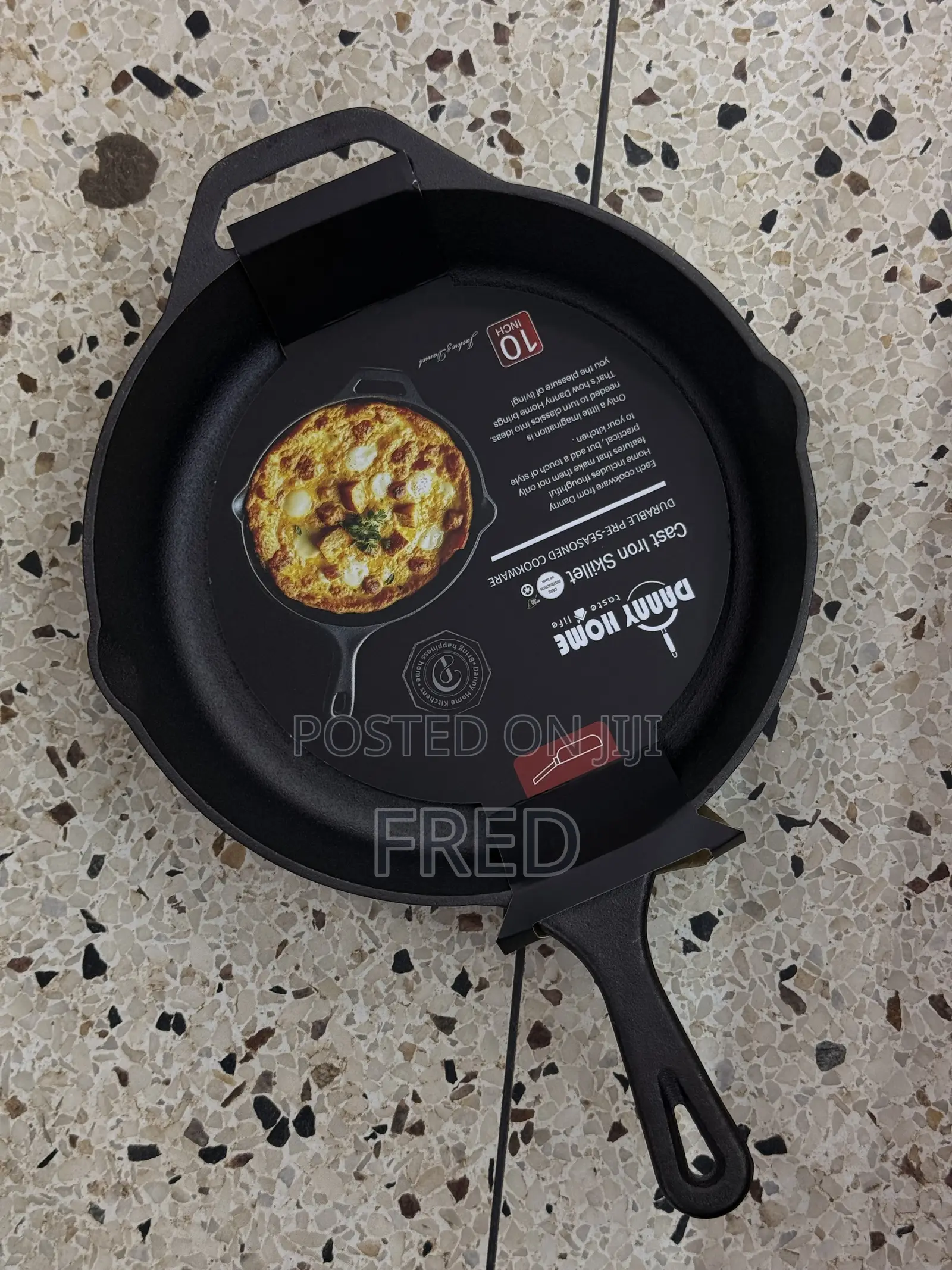 Super Heavy Danny Home Brand 10-Inch Pre-Seasoned Cast Iron Skillet.
