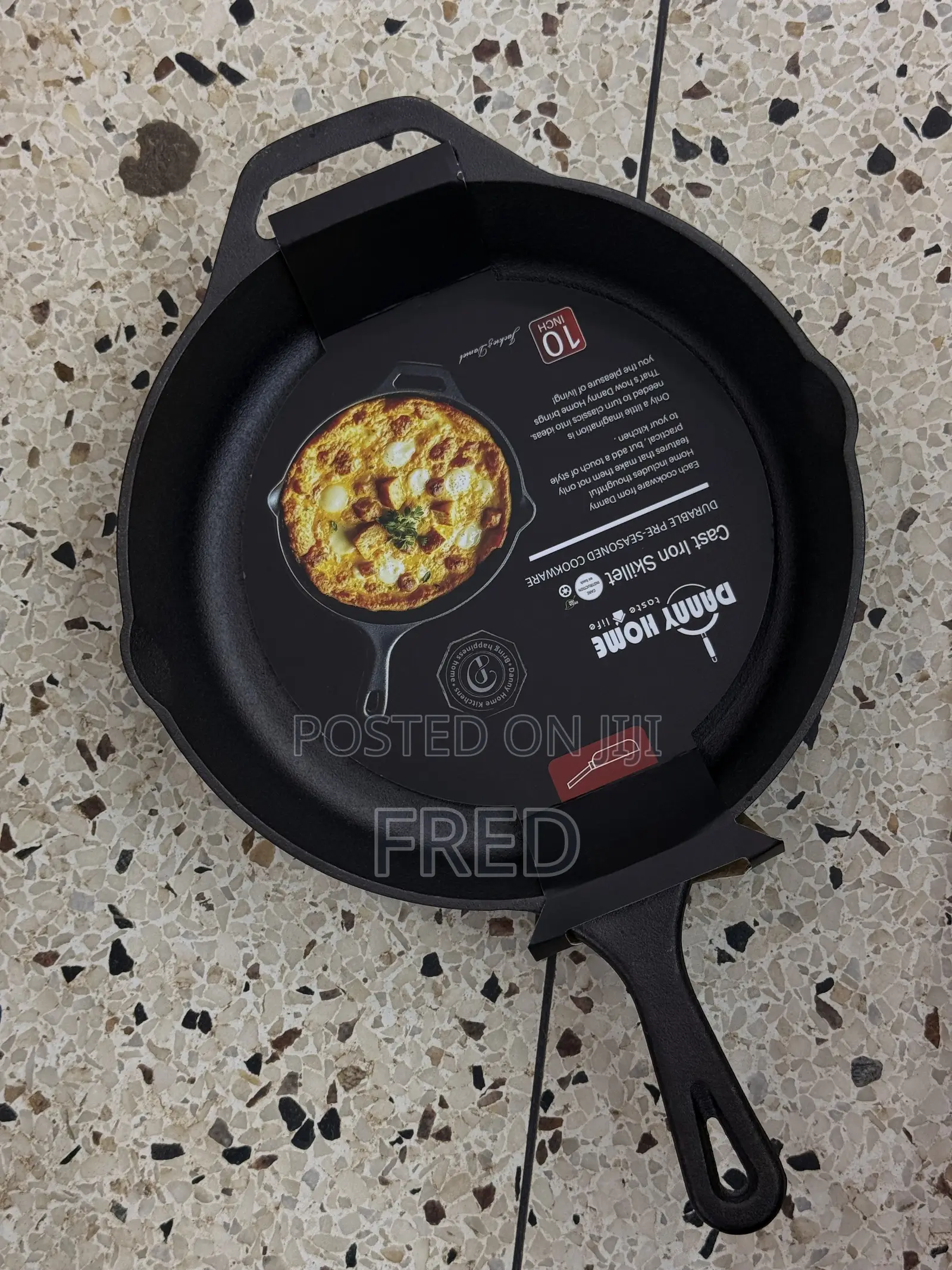 Super Heavy Danny Home Brand 10-Inch Pre-Seasoned Cast Iron Skillet.