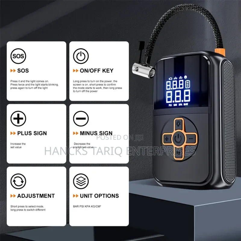 Portable Wireless Car Tire Inflator / Air Compressor.