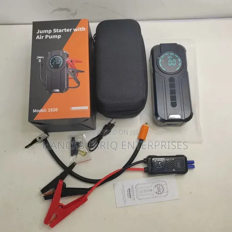 Portable Jump Starter With Built-in Air Pump (Model 1920).