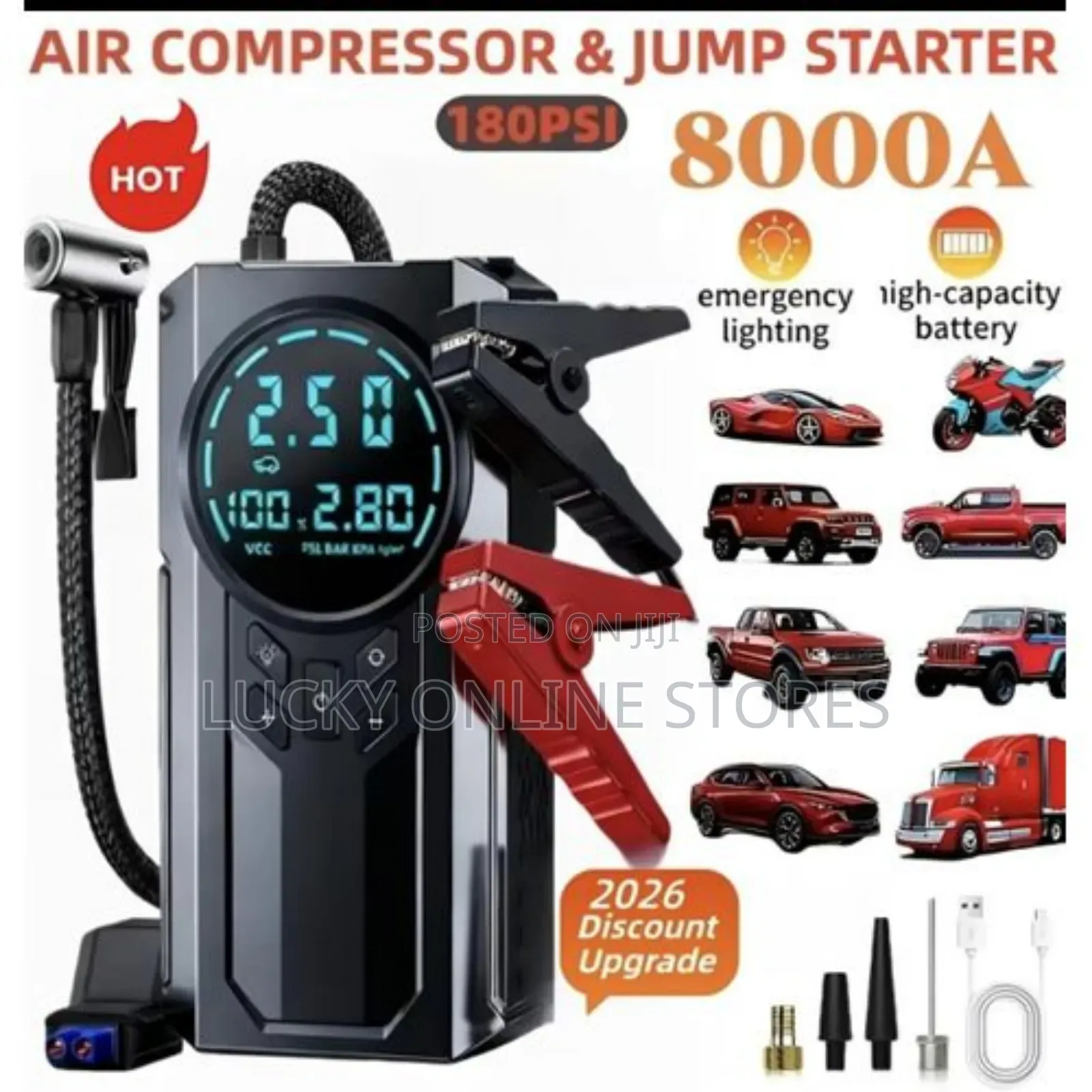 Car Jump Starter With Digital Tyre Inflator