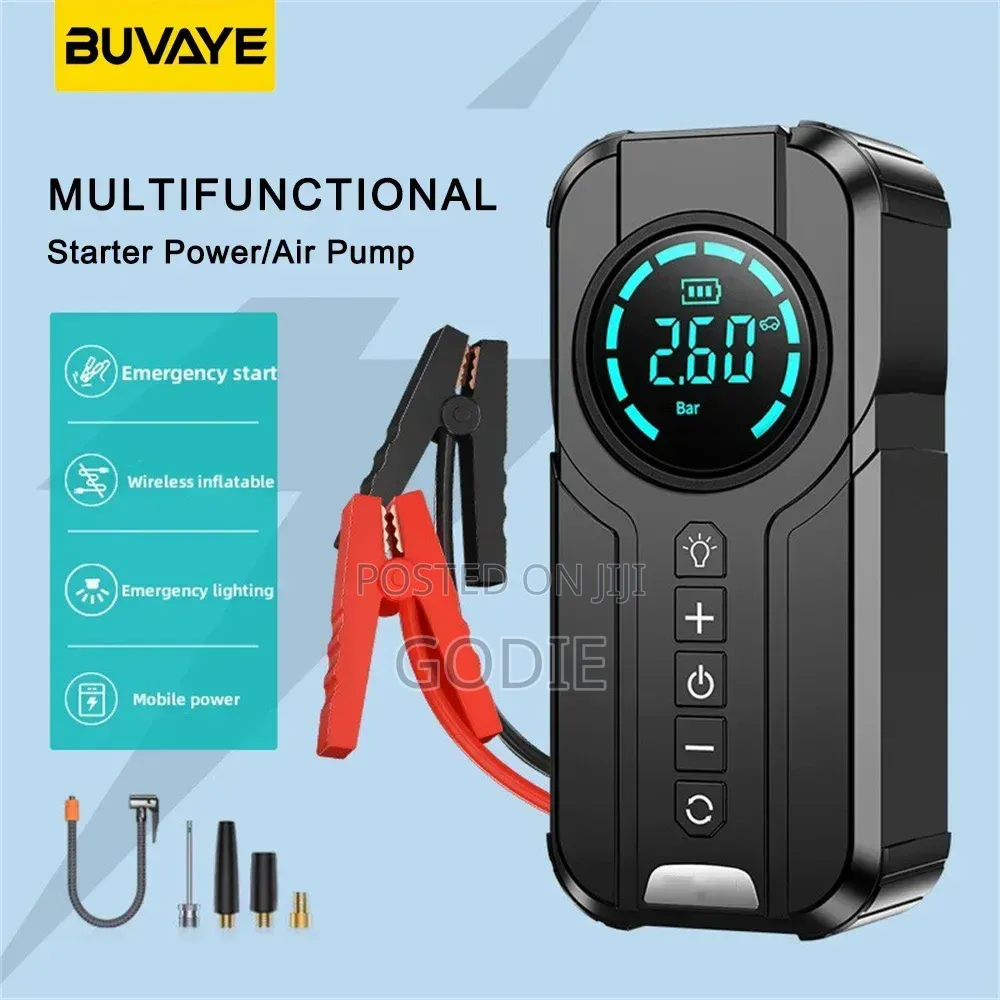 Heavy-Duty Multifunctional Emergency Jump Starter With Air Pump.