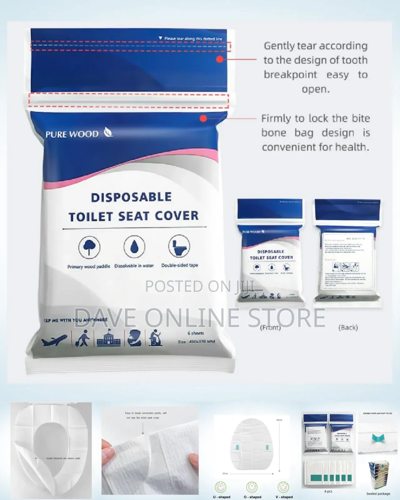 60 PCS Double Disposable Paper Toilet Seat Covers