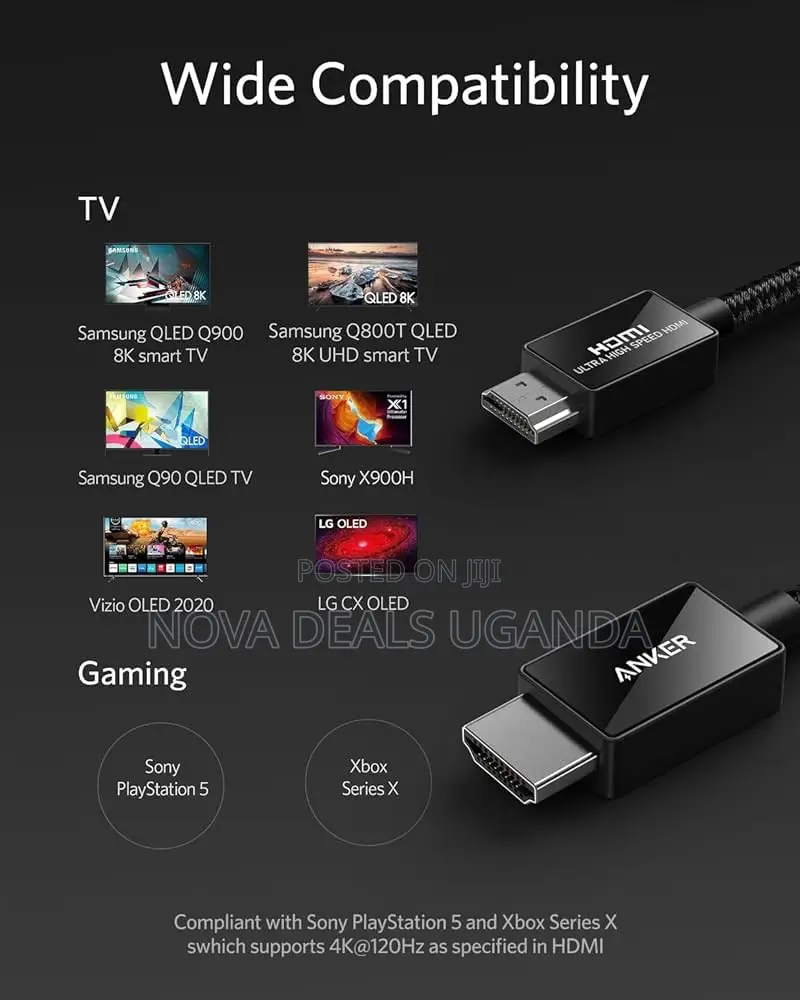 Anker at 60Hz HDMI Cable, Ultra High Speed at 120Hz 48Gbps