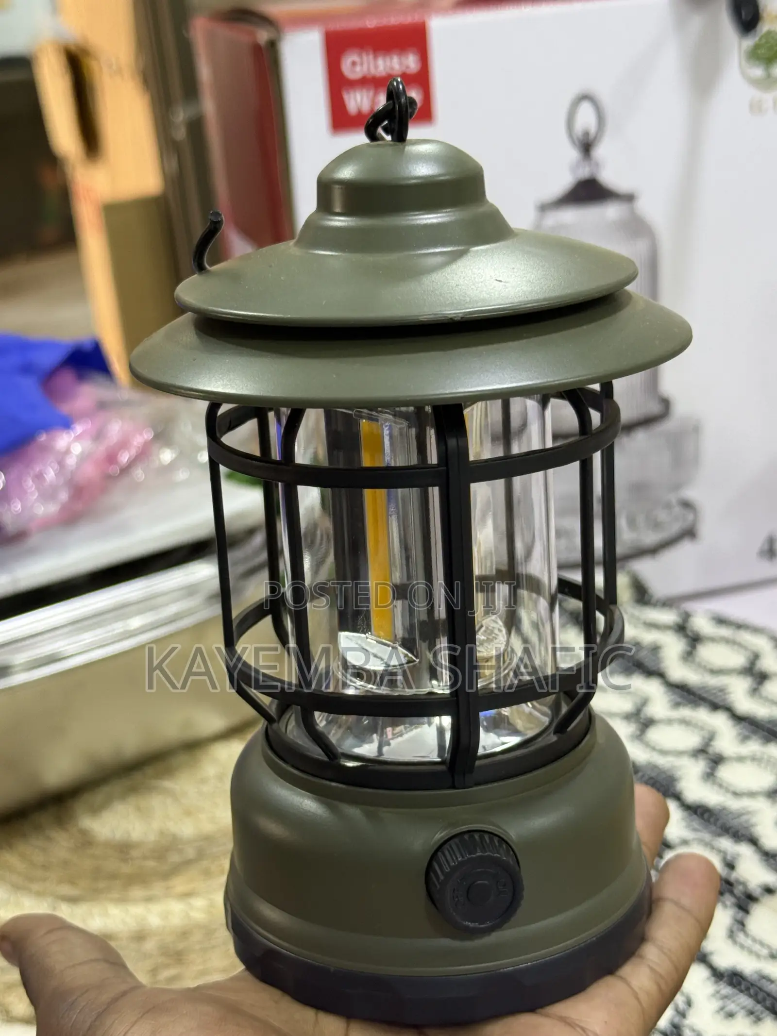 Portable Retro LED Camping Lantern - Rechargeable Outdoor Lamp