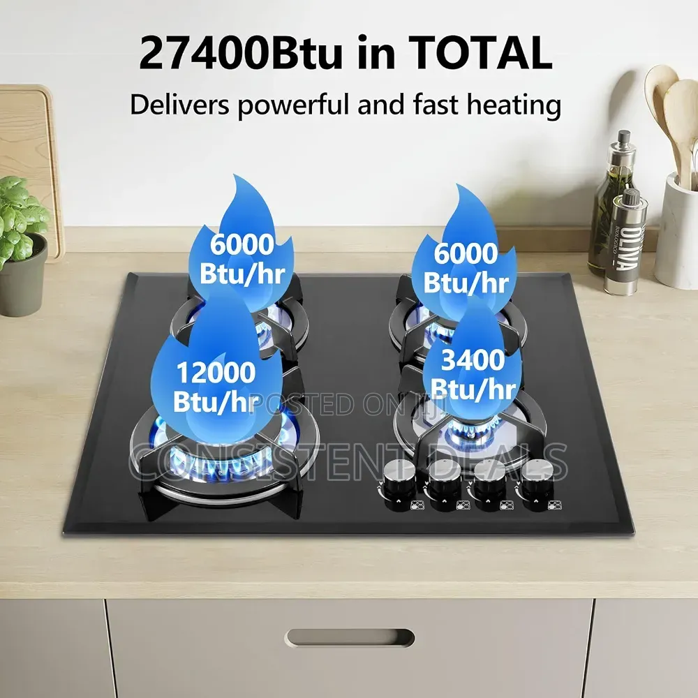 Gas Stovetop 4 Burner, Built-in/Countertop Propane Gas Cooktop