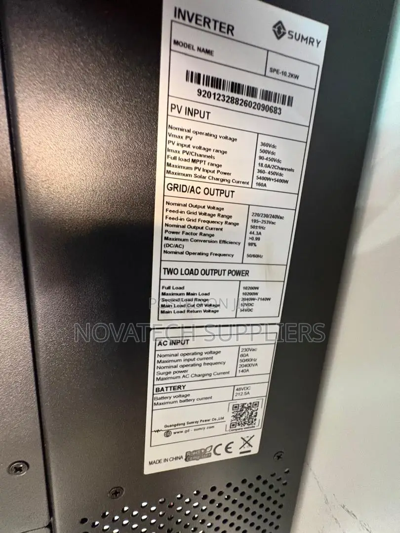 Sumry SPE-10.2KW 48V Hybrid Solar Inverter With Dual Load