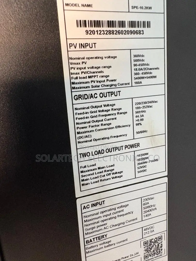 Sumry 10.2KW 48V Hybrid Solar Inverter Dual MPPT 500V PV Input