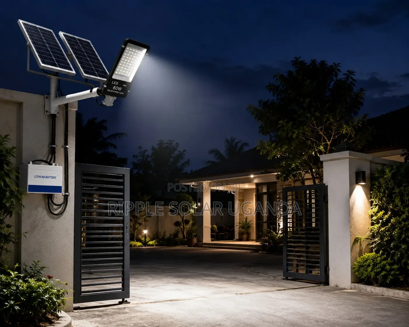 60w Solar Street Light With External Lithium Battery – Waterproof