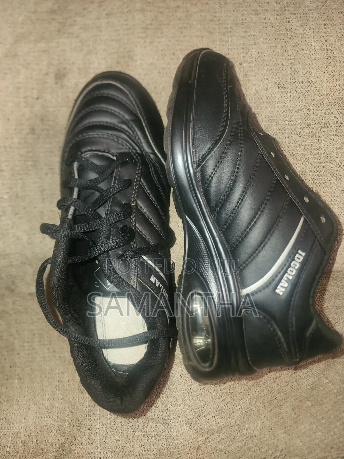 Plain Black Leather Sneakers Size 37-38(small)