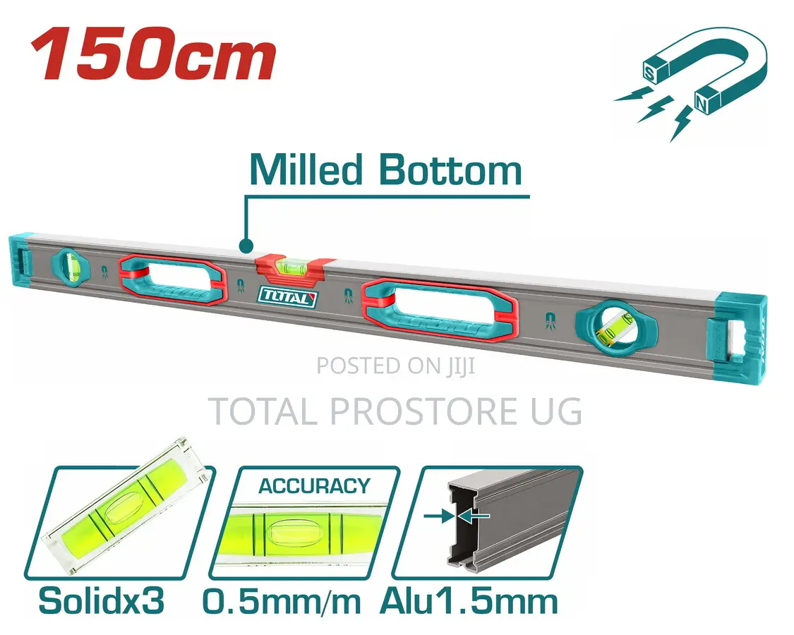 Spirit Level With Powerful Magnet 150cm.