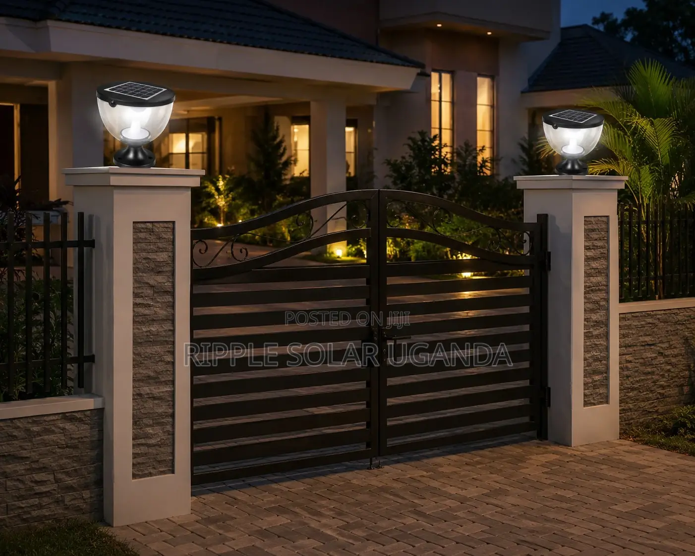 Solar Garden Pillar Light Waterproof Outdoor Fence Lamp