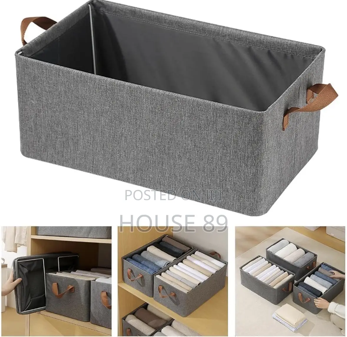 Foldable Gray Fabric Wardrobe Organizer