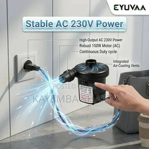 EYUVAA 150W Electric Air Pump for Mattresses, Pools Inflatables