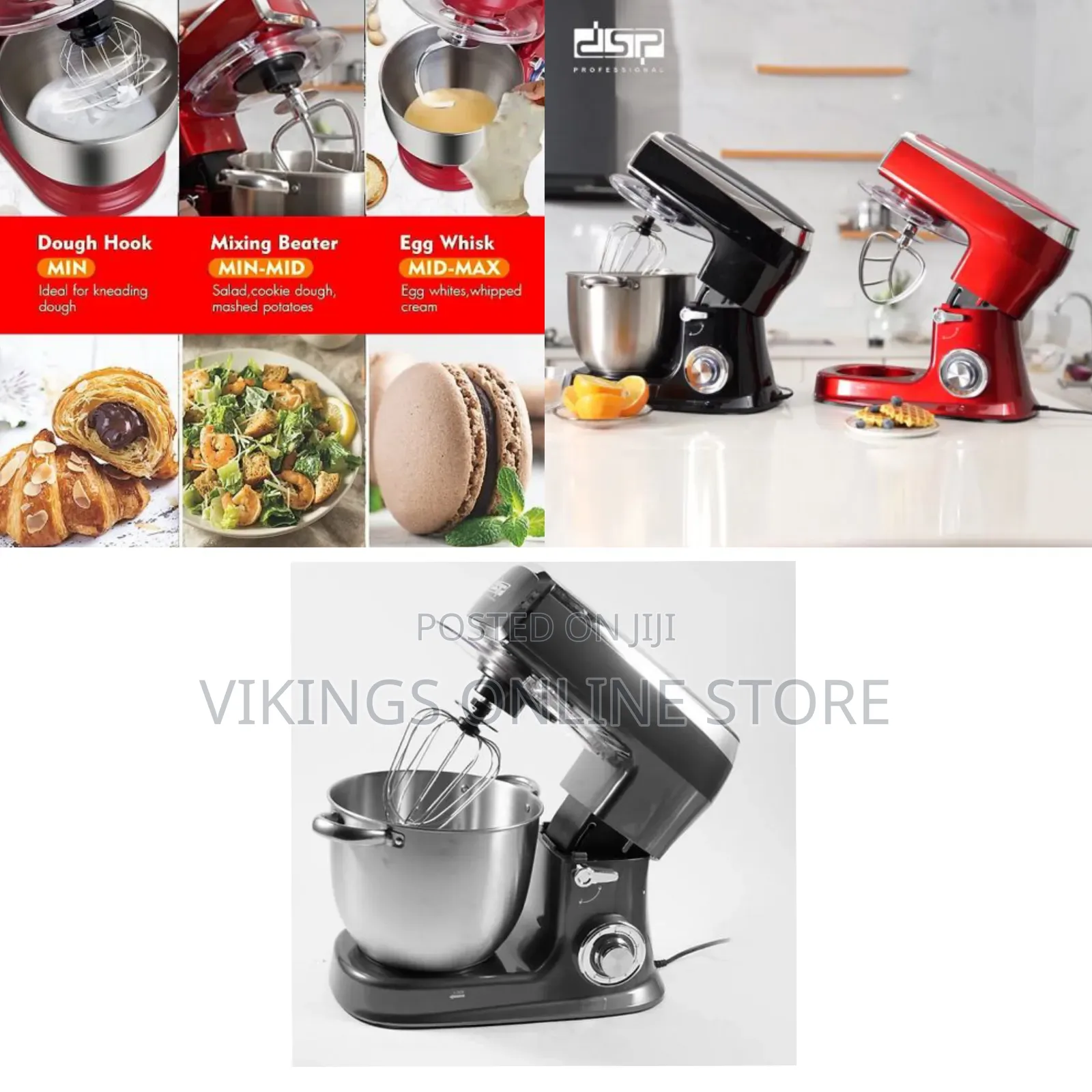 DSP 8 Litre Electric Food Beater Egg Whisk Dough Hook Stand Mixer
