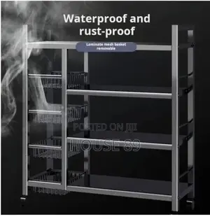 Kitchen Water and Rust Resistant Moveable Storage Rack - Black