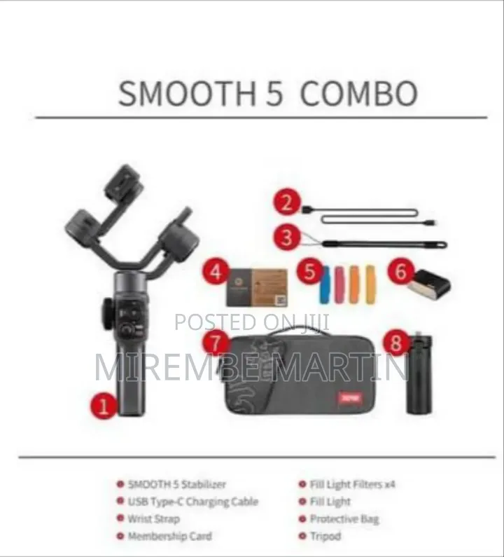 Zhiyun Smooth 5 Combo Phone Gimbal, 3-Axis Handheld Smartphone
