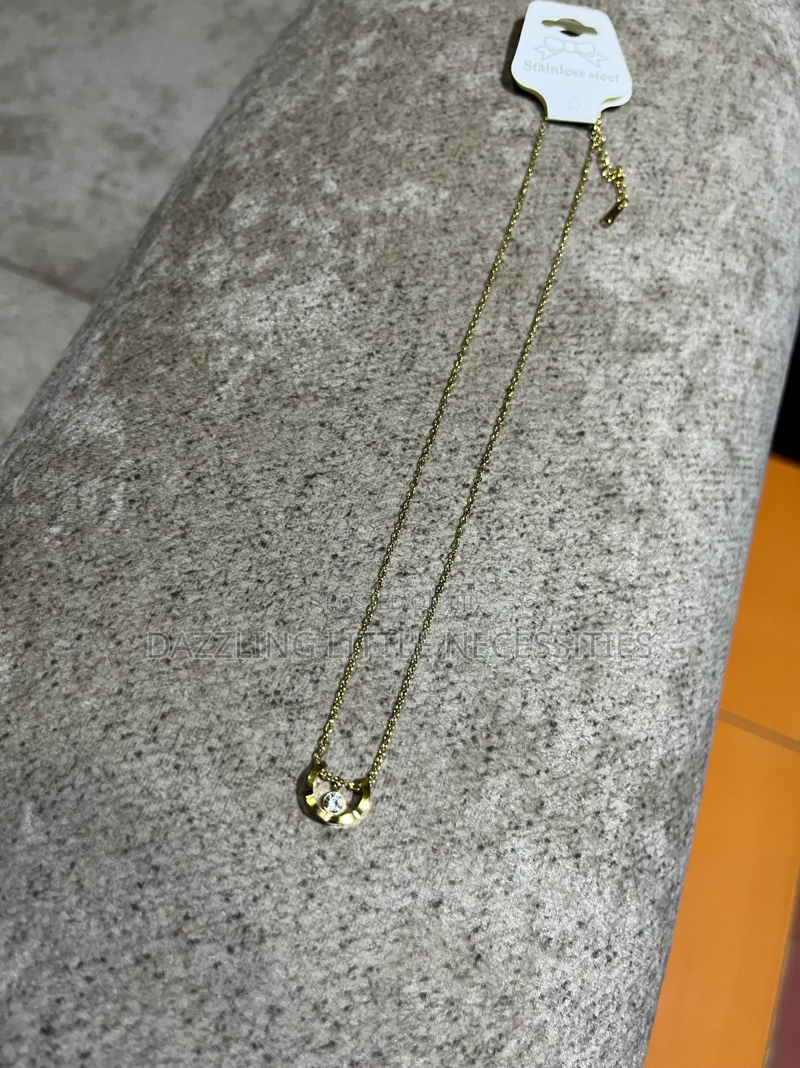 Golden Arc Stainless Steel Necklace for Ladies - Gold