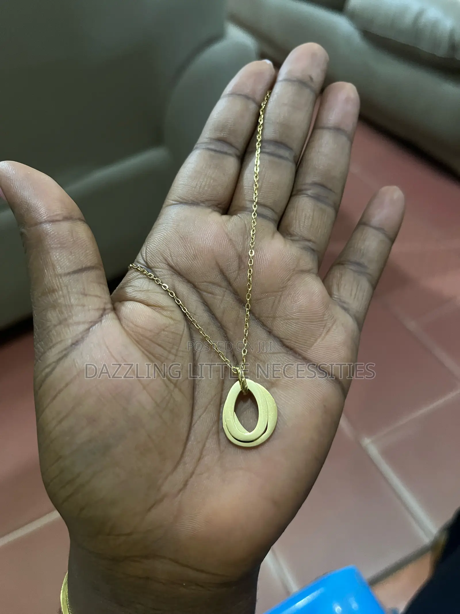 Oval Twist Stainless Steel Necklace for Women - Gold
