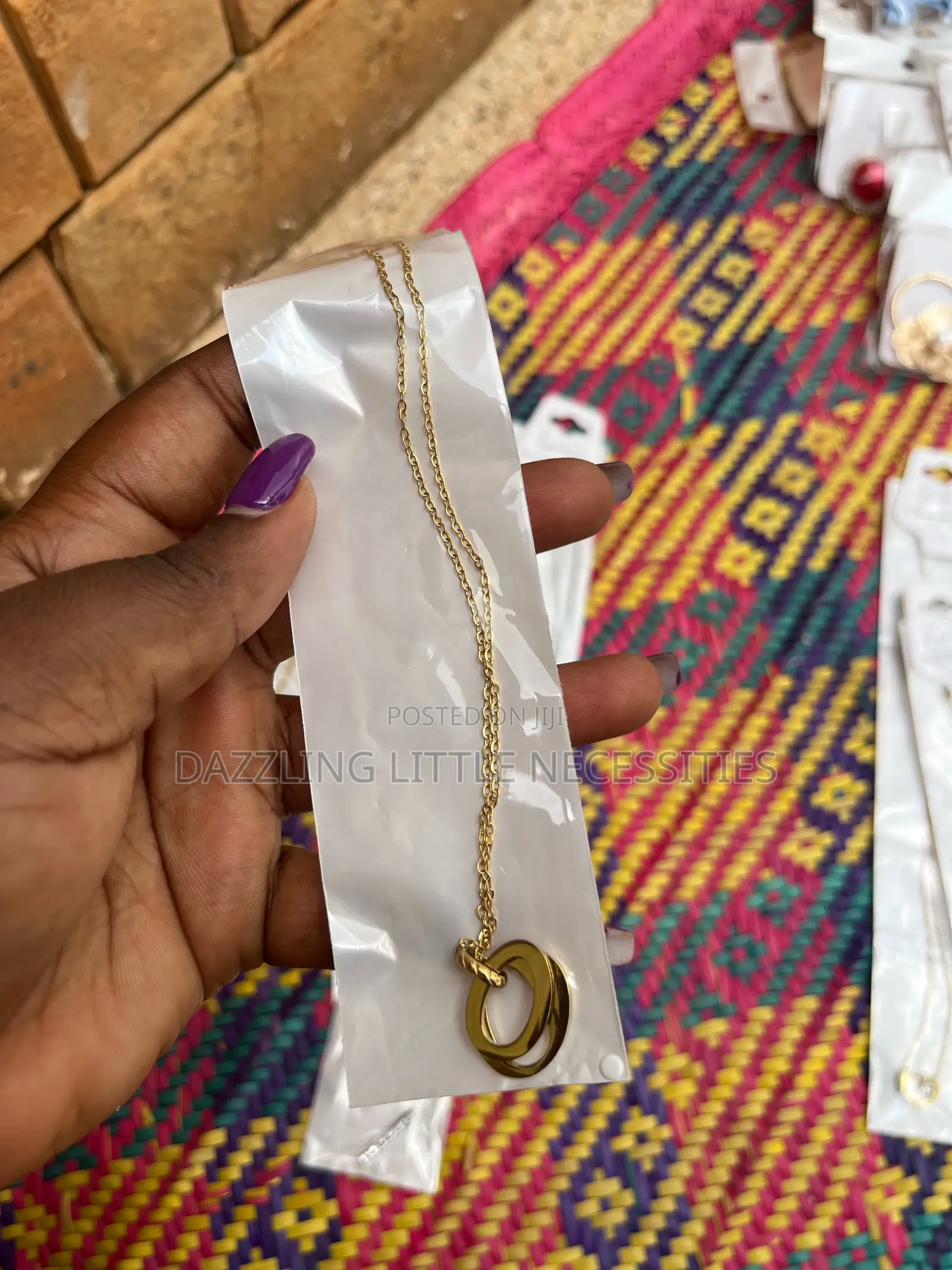 Oval Twist Stainless Steel Necklace for Women - Gold