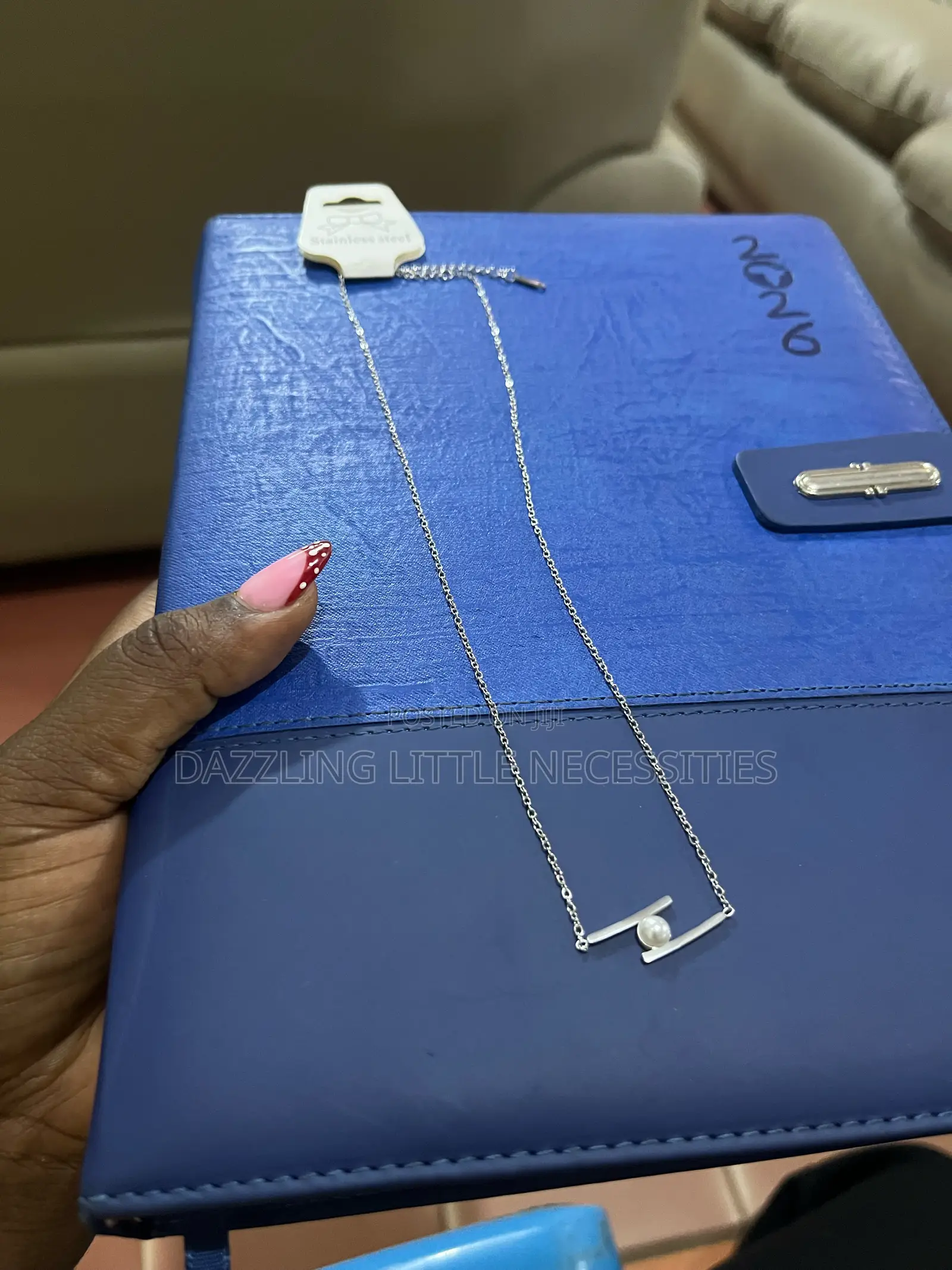 Lune Pearl Stainless Steel Necklace - Silver