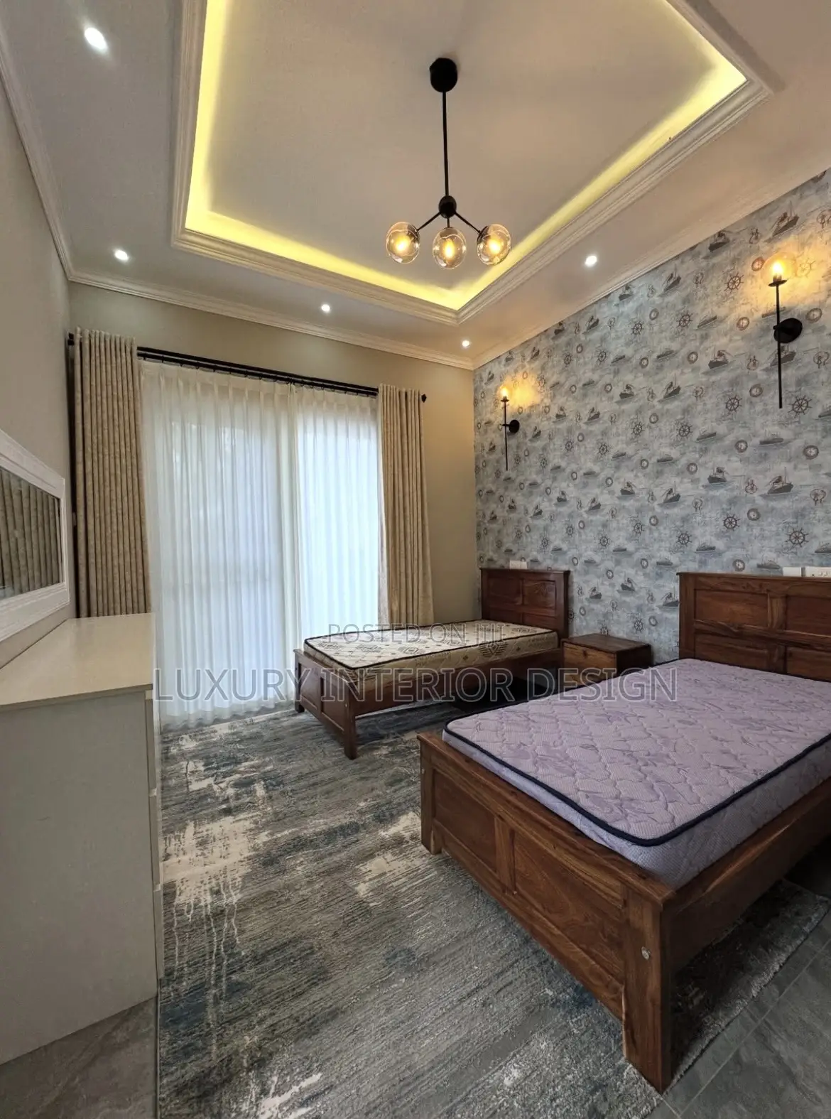 Modern Bedroom Design (Gypsum Ceiling and Cornice)