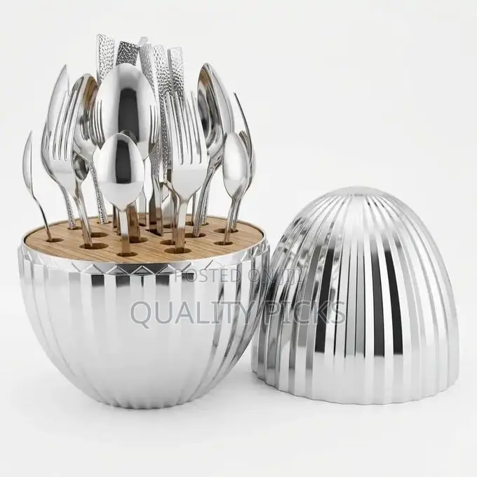 Striped Cutlery Set 24-Piece Plated Stainless Steel Luxury Dinnerware