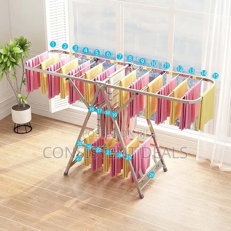 Foldable Clothes Drying Rack, 3-Level Laundry Drying Rack