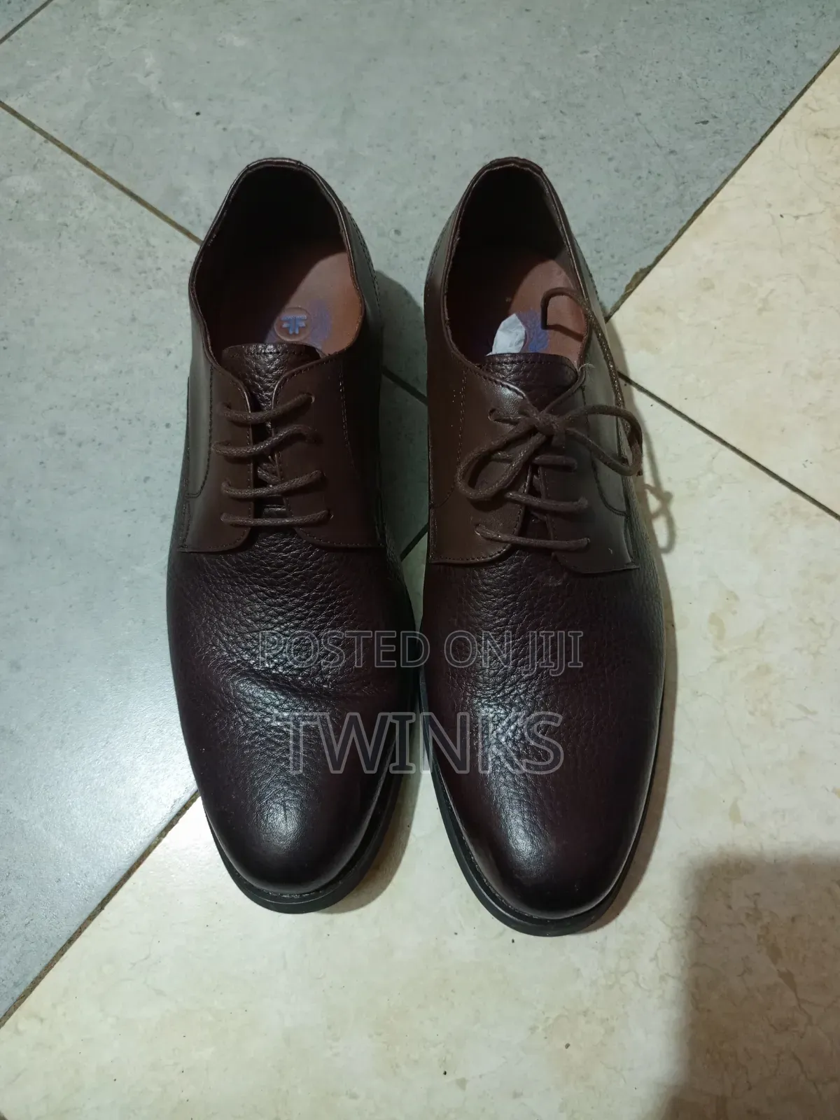 Classic Men's Coffee Brown Leather Derby Office Shoes - Size 42