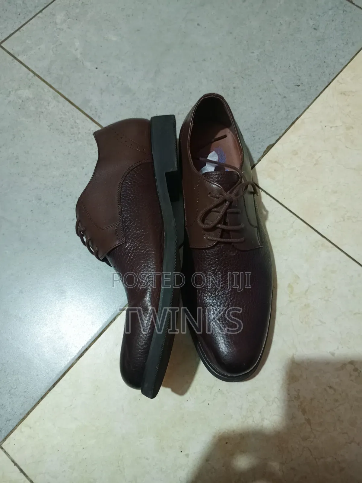 Classic Men's Coffee Brown Leather Derby Office Shoes - Size 42