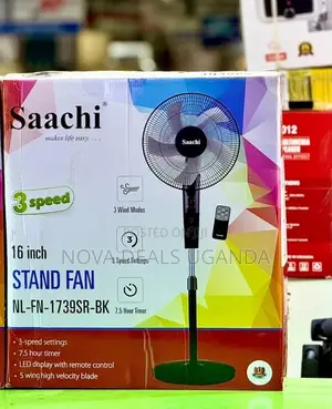 Saachi 16inch Stand Fan With Remote Control- Black