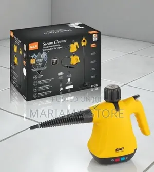Handheld Steam Cleaner Featuring a Bright Yellow Design.