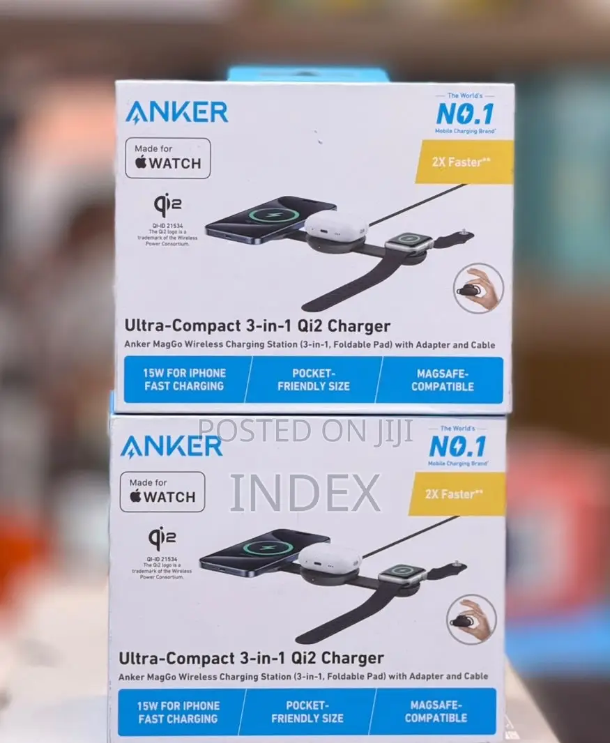 Anker MagGo 3in1 Foldable Wireless Charging Pad 15W Qi2 With Adapter
