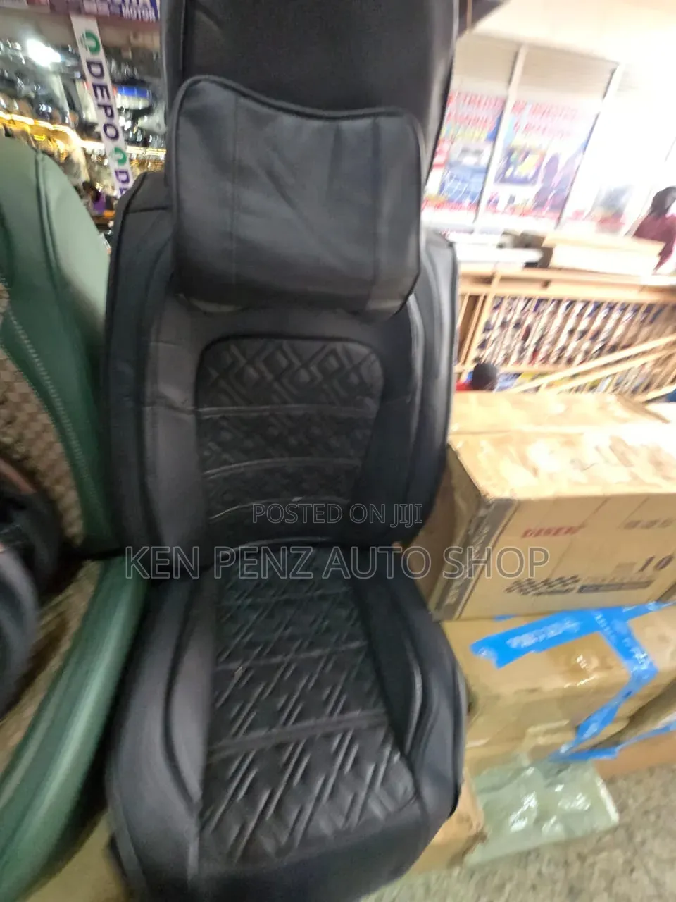 Black Faux Leather Car Seatcovers