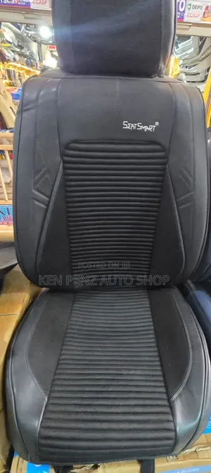 Black Leather and Cloth Car Seatcovers