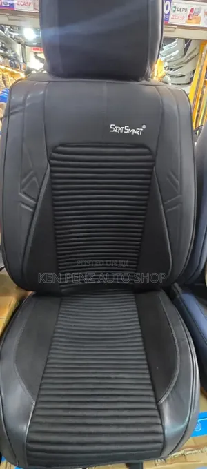 Black Leather and Cloth Car Seatcovers