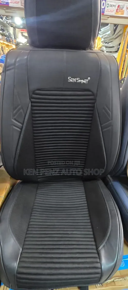 Black Leather and Cloth Car Seatcovers