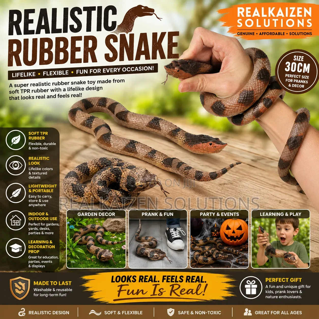 Fake Snake Fake Rubber Rattlesnake Toy Study| Halloween| Prank| Garden