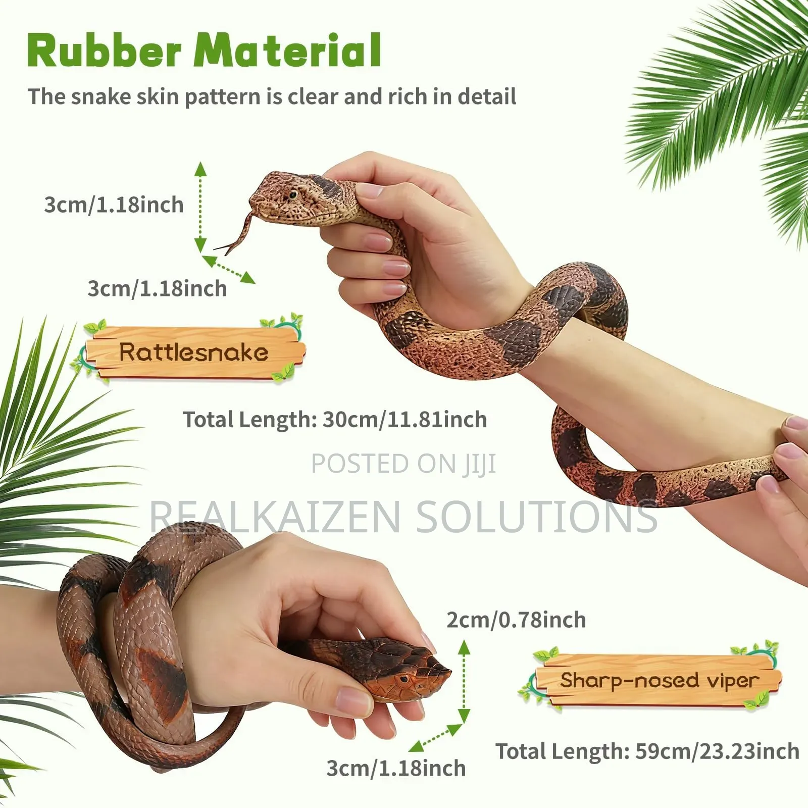 Fake Snake Fake Rubber Rattlesnake Toy Study| Halloween| Prank| Garden
