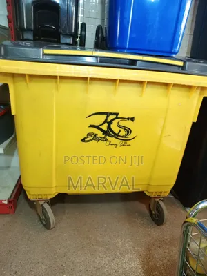 Heavy-Duty Yellow Plastic Wheelie Bin - 660L