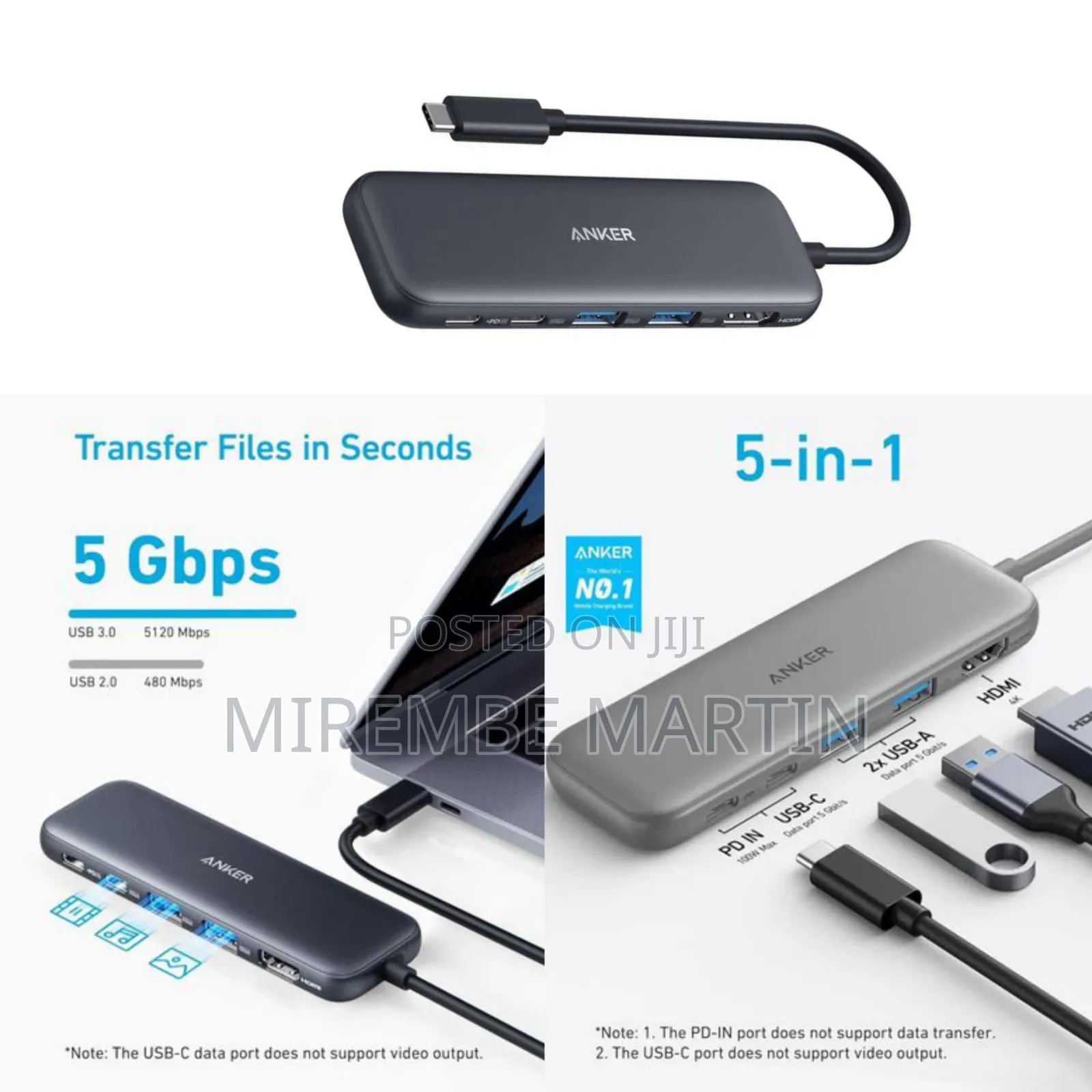 Anker 332 USB C Hub, 5-in-1 USBC to HDMI Splitter With Display,