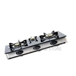 3-Burner Gas Stove a Black Tempered Glass Top- Stainless Steel Body