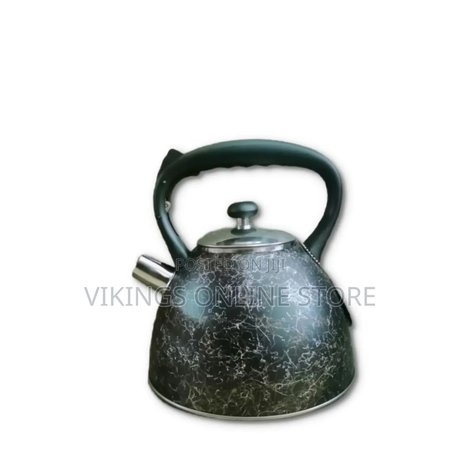 Whistling Tea Kettle, Black and White Marble or Granite Pattern Finish