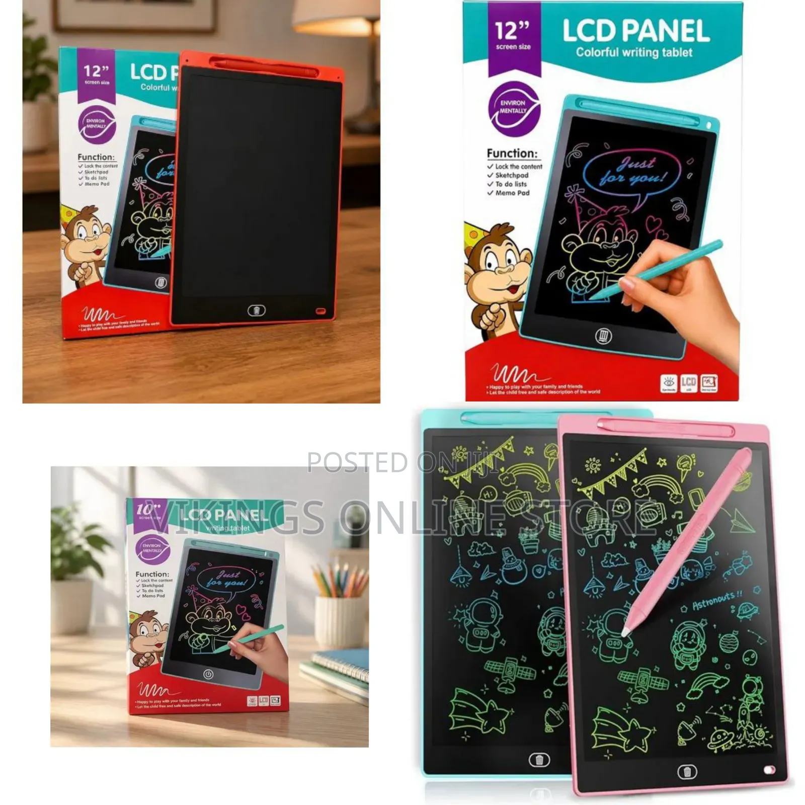 LCD Panel Writing Tablet for Kids Drawing Pad, Colorful Screen