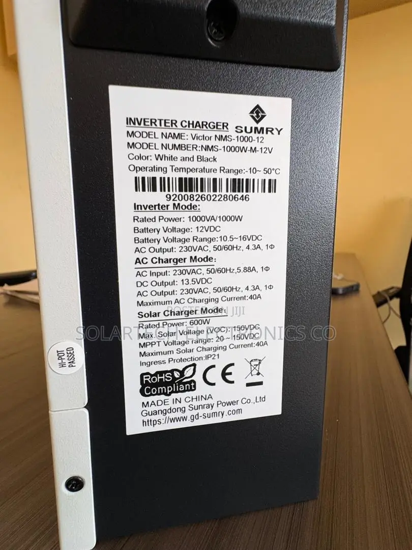 Sumry 12V 1000VA Solar Hybrid Inverter 600W PV Input