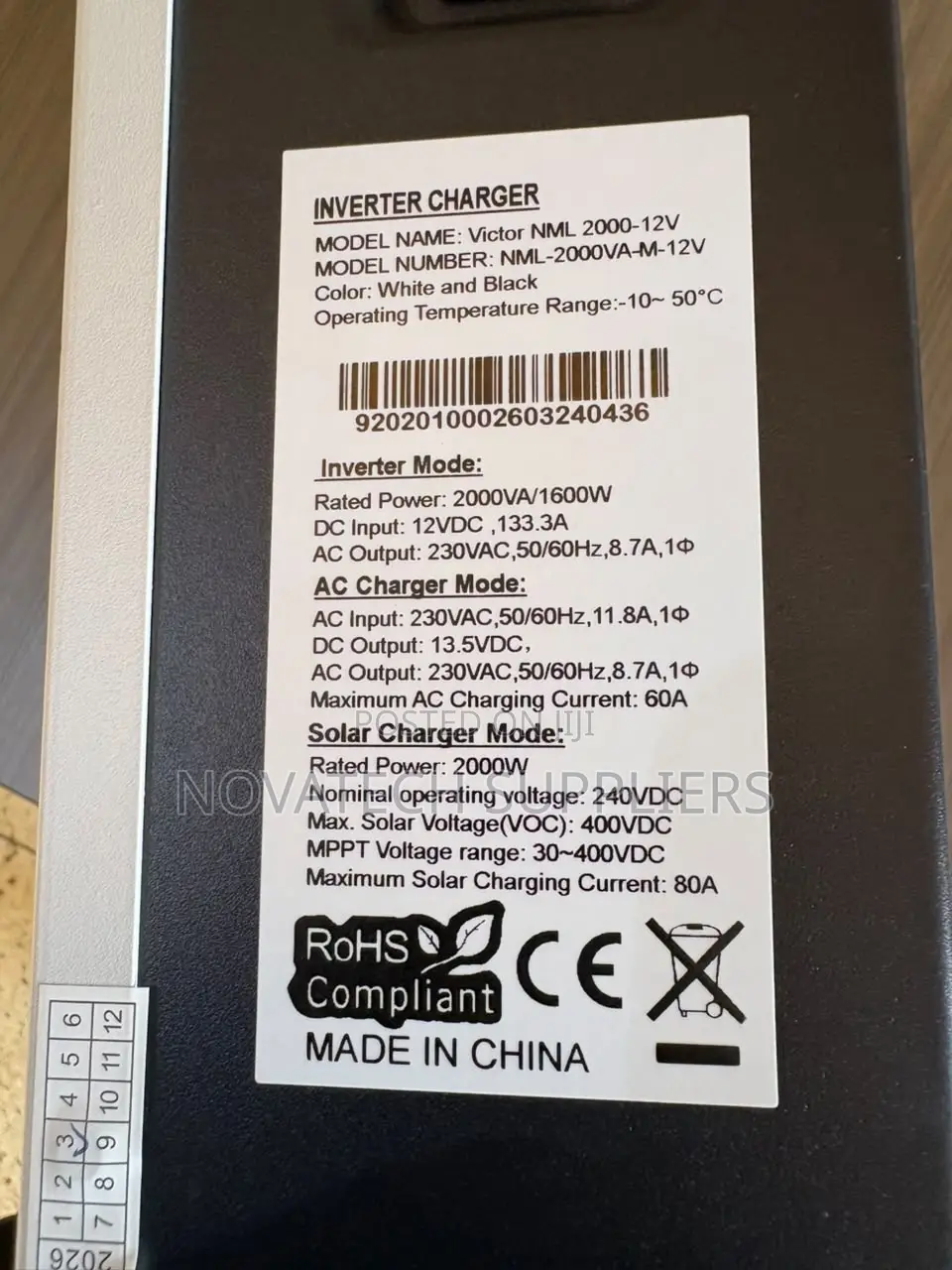 Sumry 2000va 1600w 12v Hybrid Solar Inverter 80a MPPT