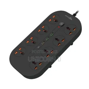 Porodo Blue 8 AC Power Strip 3000W 3M Universal Extension Socket