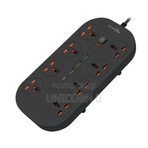 Porodo Blue 8 AC Power Strip 3000W 3M Universal Extension Socket