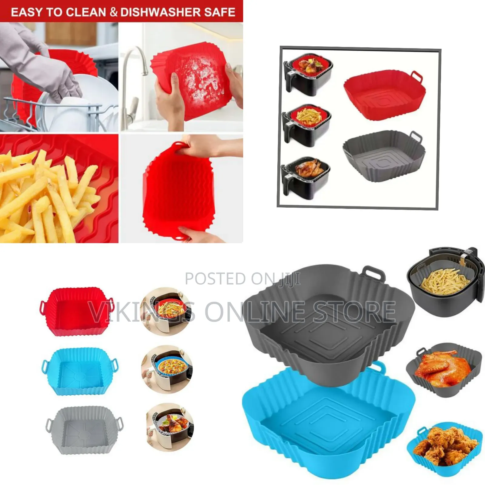2 Pack of Square Air Fryer Silicone Liners Basket for 3-5 QT