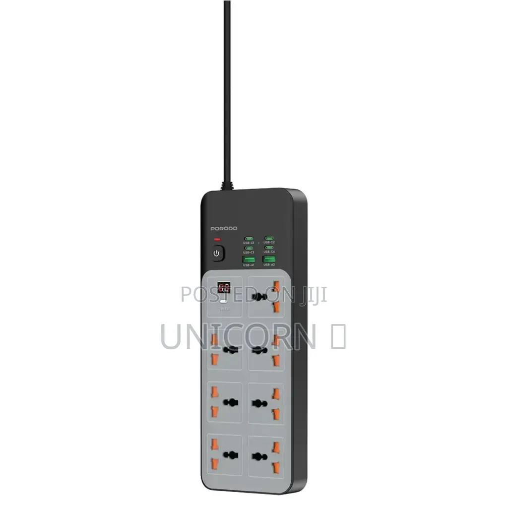 Porodo 7 AC Universal Power Strip 3000W Timer 6 USB 3M Extension